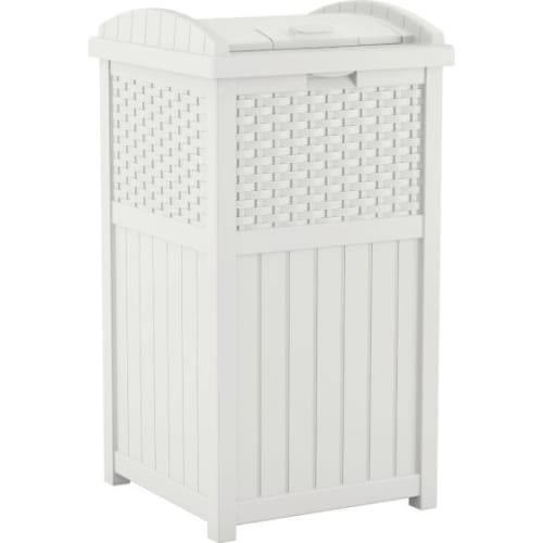 Suncast Commercial Trash Hideaway  30 Gallon Refuse Container, White Wicker